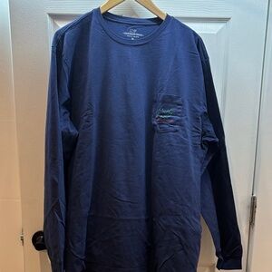 Vintage Vineyard Vines Men's Navy Long Sleeve Shirt